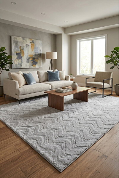 ALA RUGS GRİ Yumuşak Kaymaz Özel Taban Peluş Salon ve Yolluk Halısı