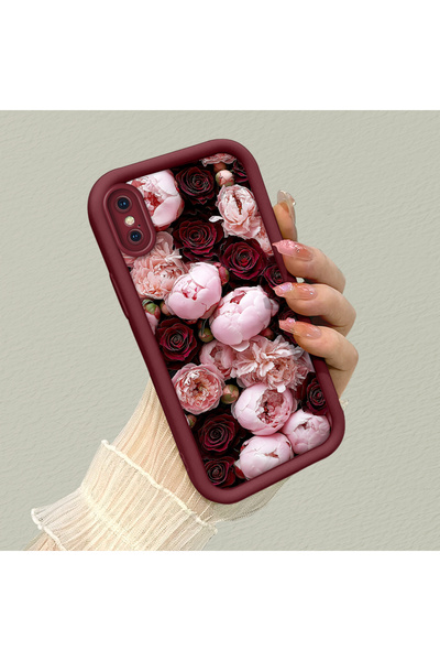 CHICASELUX حافظة سيليكون متوافقة مع iPhone X/XS مزينة بطباعة زهور عتيقة وورود...