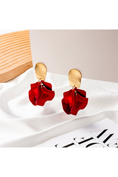 Generic Brand Chic Floral Drop Earrings – Χρυσά Σκουλαρίκια με Πορτοκαλί Πέταλα
