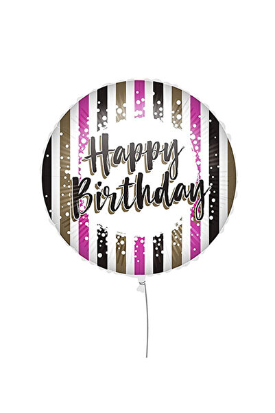 Generic Brand 18'' Μπαλόνι Happy Birthday με Ρίγες