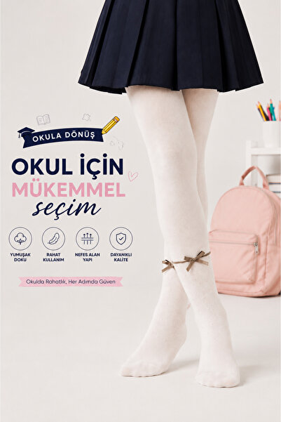 tinytrends Kız Çocuk Fiyonklu Külotlu Çorap Okula Dönüş