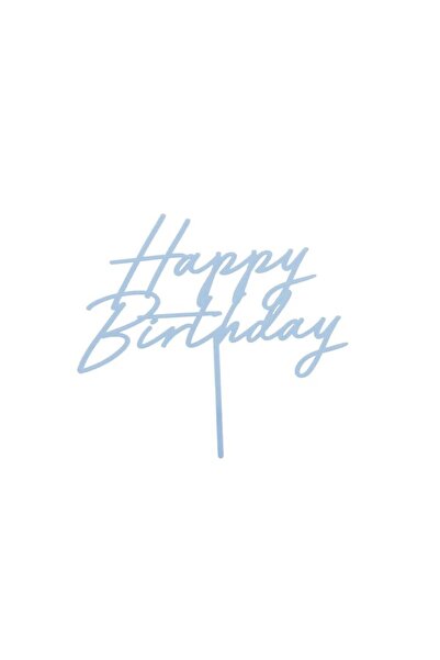 Generic Brand Topper Τούρτας Happy Birthday Απαλό Γαλάζιο