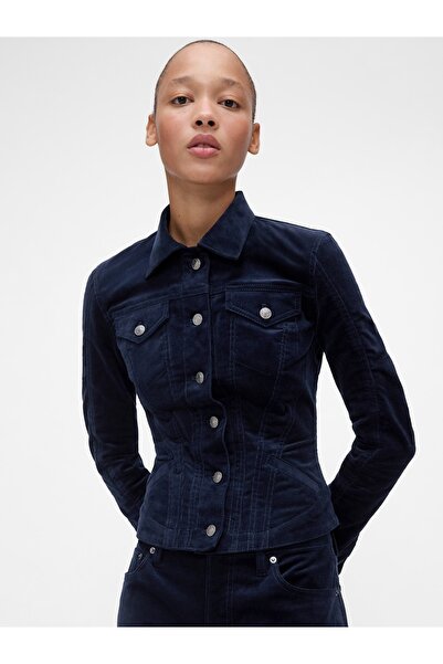 GAP Kadın Lacivert GapStudio Fitted Icon Corduroy Ceket
