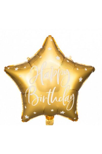 Generic Brand 18" Μπαλόνι Αστέρι Happy Birthday Χρυσό