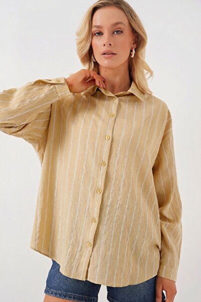 Hiccup Bdart Buttoned Oversize Striped Shirt
