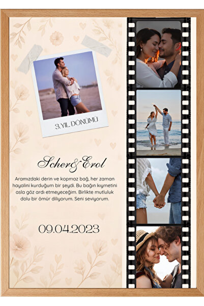 ANATOLİA TASARIM Kişiye Özel Ahşap Çerçeve Masaüstü Fotoğraflı Sevgililer Gün...