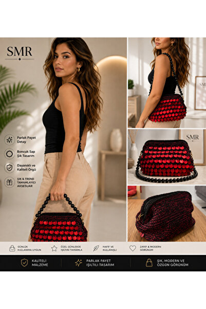 Genel Markalar ÖZEL TASARIM PAYET İŞÇİLİK PULLU ABİYE ÇANTA