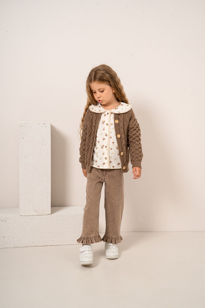 JNF kids Baby Girl & Kids Knitwear Cardigan, Shirt and Pants 3-Piece Set