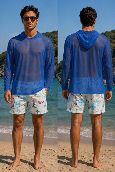 Bonitas Beachwear Men's Hooded Tulle Beach T-Shirt