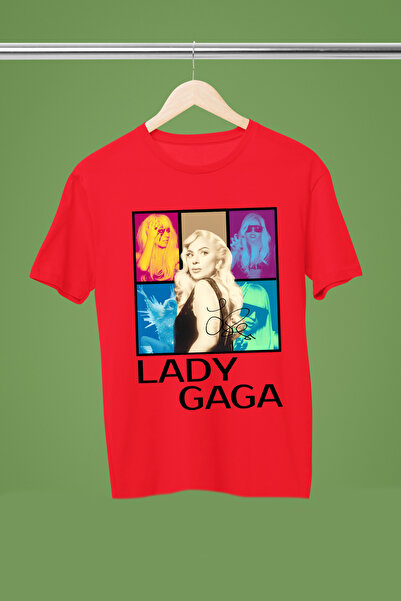 MAGORS Lady Gaga Printed Cotton Circle Neck Short Sleeve Regular Tshirt