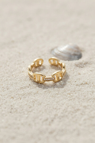 Marsilyan Gold Color Ship Chain Model Zircon Stone Women's Ring Tj-Byk4260 Il...
