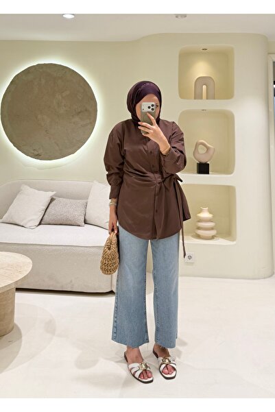 SOİ Kraşlı Poplin Shirt Brown
