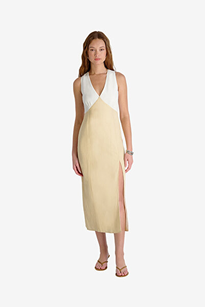 French Connection Women's Summer White-Ecru Cooper Linen V-Nck Midi Dress