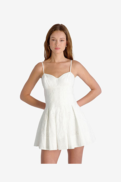 French Connection Women's Summer White Svea Flrl Eyelt Mini Flr Dress