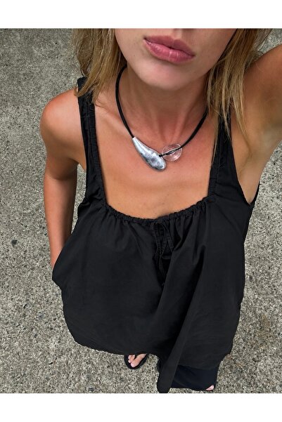 FloresDeCarnaval Noir Sculptural Silver Color Statement Necklace – Organic Fo...