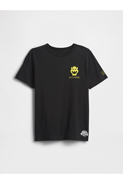 GAP Erkek Çocuk Siyah Süper Mario Grafik Baskılı T-Shirt