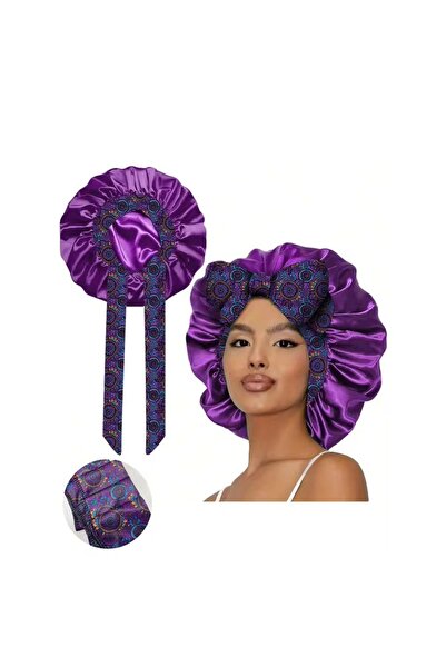 OEM Șapcă de somn din satin cu nod solid pentru femei, model de cerc violet, ...