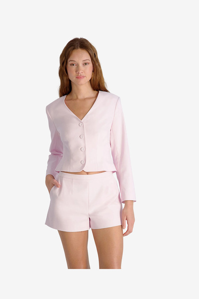 French Connection Women's Pink Icing Halsey Twill Tailored Shorts