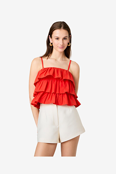 French Connection Women's Candied Red Aimee Cotton Strapless Top