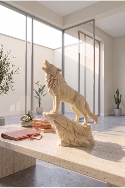 formera3D Kişiye Özel Dekoratif Uluyan Kurt Heykeli 3D Baskı Figür - Modern H...