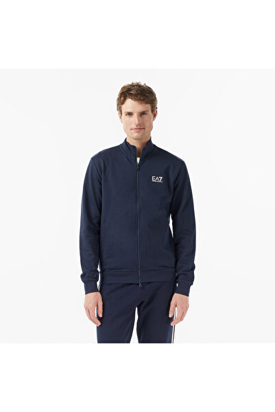 EA7 Zip Up High Neck Erkek Mavi Sweatshirt