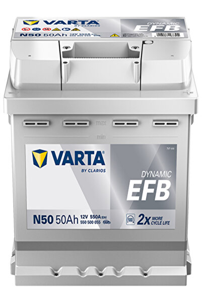 Varta N50 EFB 12V 50Ah 550A Start Stop Akü – Yeni Seri – 2026 1. Çeyrek Üretim