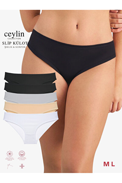 CEYLİNCOLLECTİON Kadın Külot,Kadın Slip Külot Ana Renkler 5`li Paket