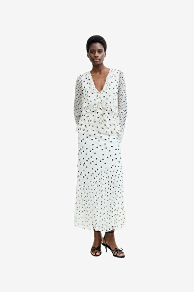French Connection Women's Porcelain Cream/Blac Valeria Emina Chiffn Polka Top