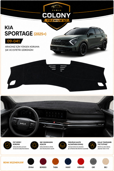 COLONY Kia Sportage 2025+ Torpido Örtüsü Ön Göğüs Koruma Torpido Koruma Tam U...