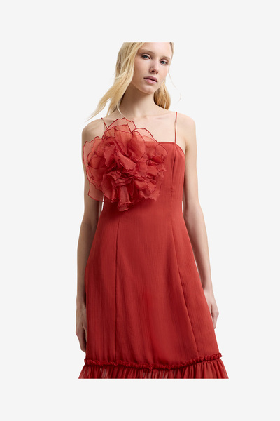 French Connection Women's Brick Red Emina Chiffon Maxi Dress