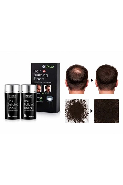 Dexe Hair Building Fibers, Instant Hair Thickening, Dark Brown, Twin Pack (2 ...