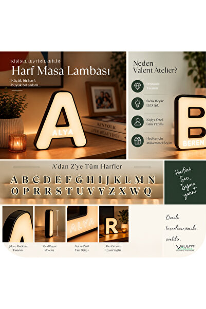 VALENT Harf Masa Lambası-Kişiye Özel