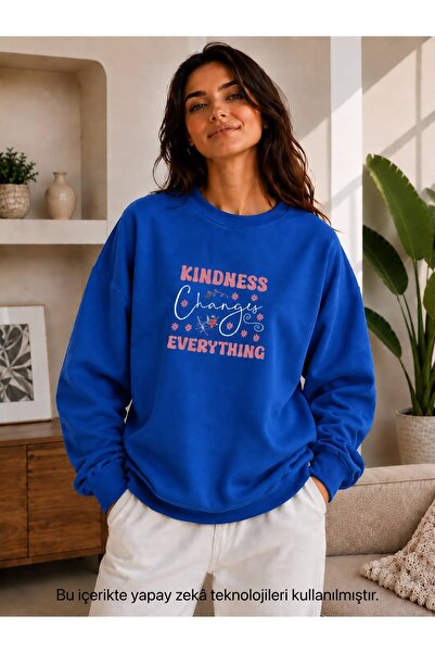 EMMODA Women's Floral Detailed Kindness Changes Everything Lettering Printed ...