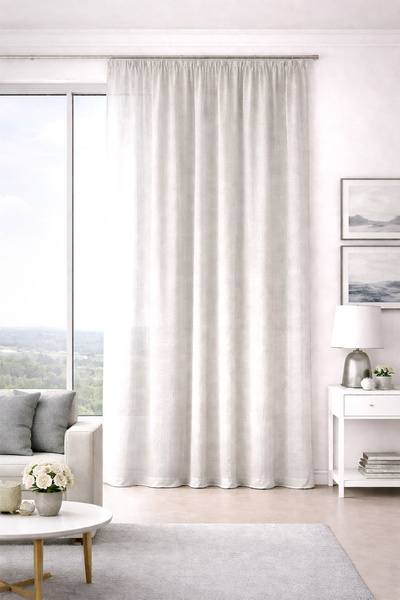 Premier Home Orion Ecru Custom Size Tulle Curtain 300X270 Without Pleats