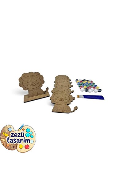 aslan 6 lı boyama seti aktivite hobi okul eğlence seti 6 fırça 6 lı 6 boya