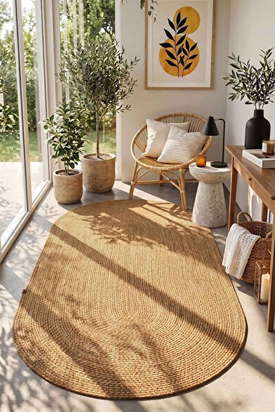 Cotto Home Vintora Vintage Desenli Oval Dekoratif Örgü Salon Kilimi