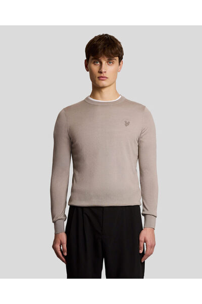 Lyle & Scott Pulover din bumbac cu guler rotund și logo brodat, regular fit