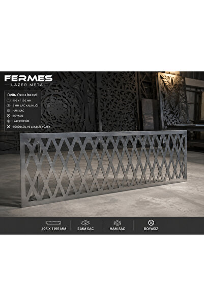 fermes LAZER METAL 2 MM HAM SAC DEKORATİF KORKULUK PANELİ 495 × 1195 mm