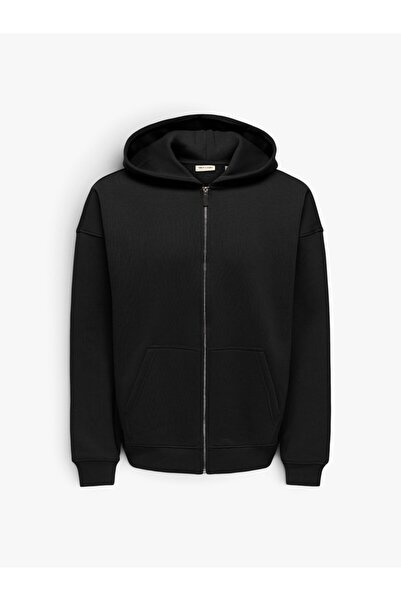 Only & Sons ONSCERES OVZ ZIP HOODIE SWEAT NOOS Erkek Siyah Sweatshirt - 5096084