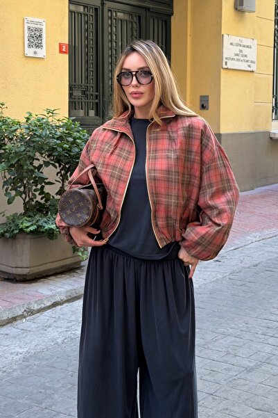Laluvia Tile Plaid Bomber Jacket - 9784