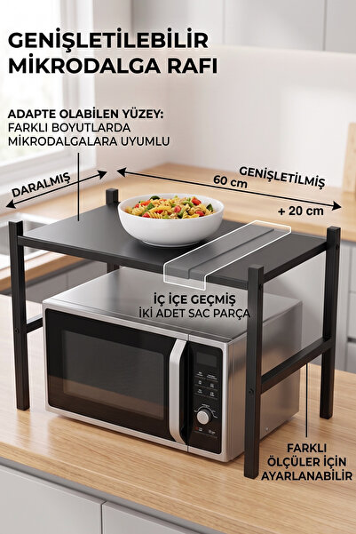 PEKA Genişletilebilir Mikrodalga ve Baharat Rafı – Çok Amaçlı Mutfak Düzenley...