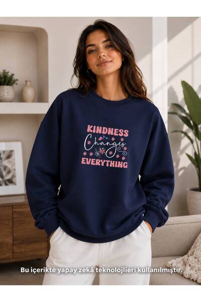 EMMODA Women's Floral Detailed Kindness Changes Everything Lettering Printed ...