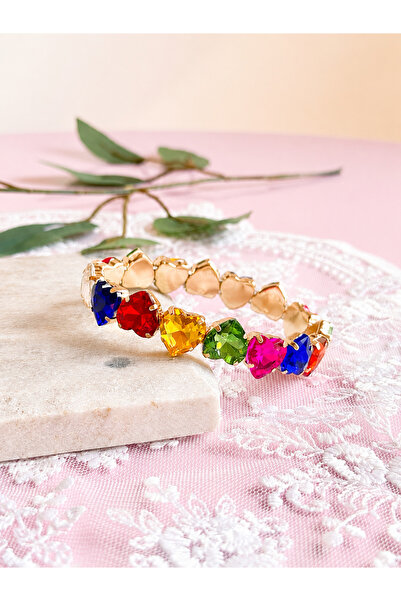 FLAWSOME JEWELRY STORE Heart and Stone Zircon Stone Elastic Summer Bracelet B...