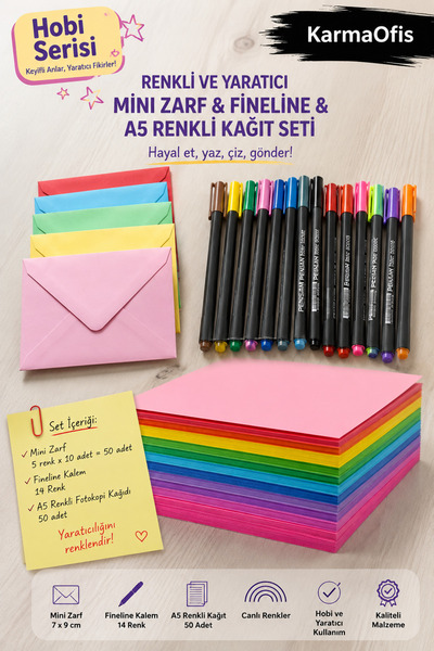 Pensan 50 τμχ Μίνι φάκελοι 7x9 εκ. + 14 χρωματιστά Fineliner + 100 τμχ Σετ έγ...