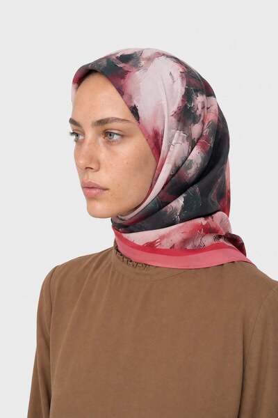 Mooncorn Umber Desen Hebei Silk Scarf