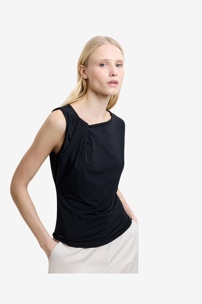 French Connection Women's Black Samira Asymmetric Knit T Shirt