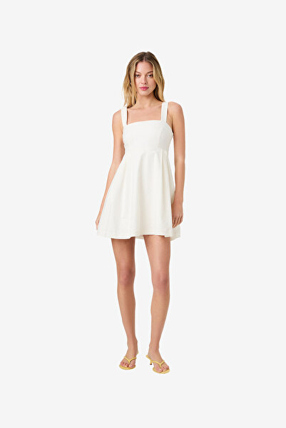 French Connection Women's Sum Wht Aspen Linen Babydoll Mini Dress