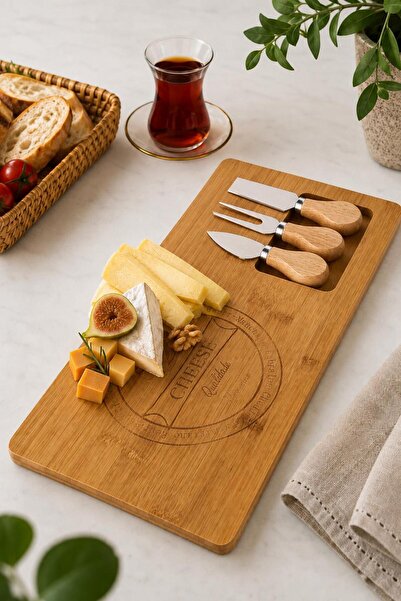 ALBETTO 38 X 19 cm Bamboo Cheese Presentation Tray – Cheese and Snack Serving...
