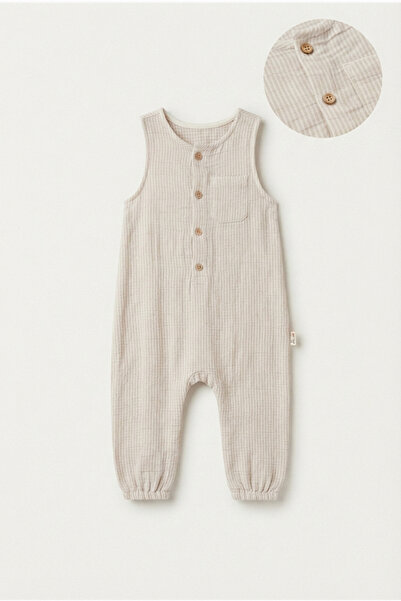 Tiffany Baby Lycra Theme Muslin Buttoned Long Baby Jumpsuit 26024