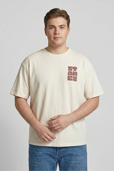 Stance Men Crew Neck Short Sleeve Graphic Print T-shirt, Beige